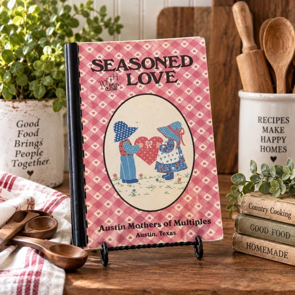 Seasoned With Love Cookbook Austin Mothers of Multiples Texas Spiral Bound Heart